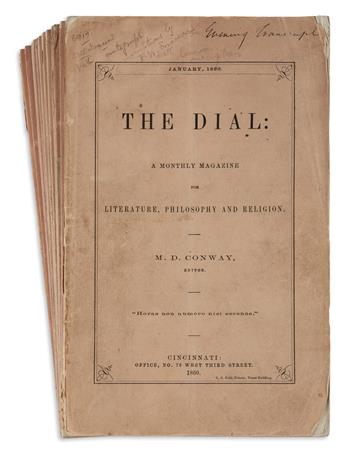 [EMERSON, RALPH WALDO.] Conway, M.D. (editor). The Dial: A Monthly Magazine for Literature, Philosophy and Religion.